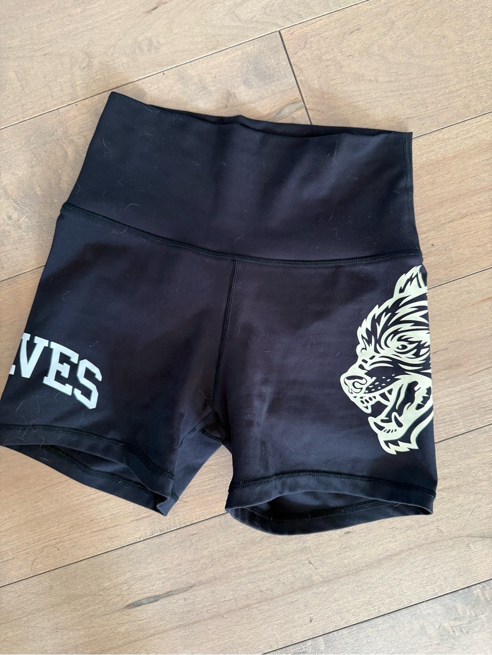 Darc Sport Black High-Waist Shorts with Wolf Motif